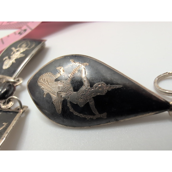 VTG SIAM 925 Sterling Silver Dancers Set: Bracelet & Screwback Earrings +1 - Picture 16 of 16